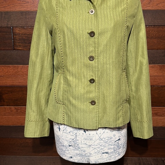 Coldwater Creek Collared Long Sleeve Olive Green Button Down Blazer - Picture 3 of 10